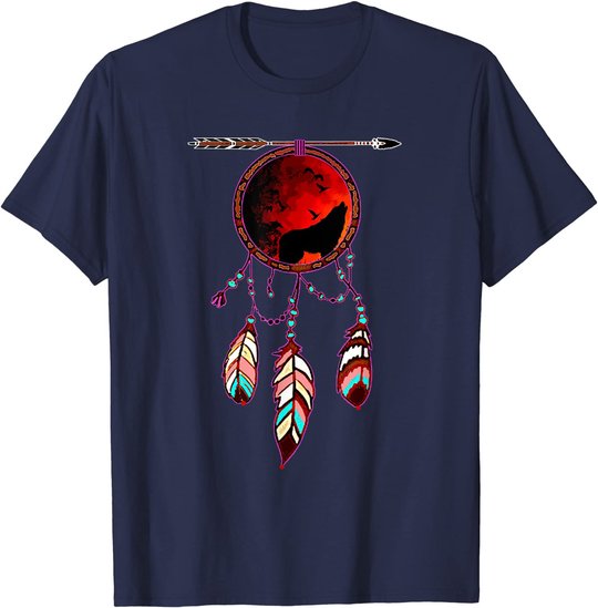 Native American Timber Wolf Dream Catcher Indian Tribal Gift T-Shirt