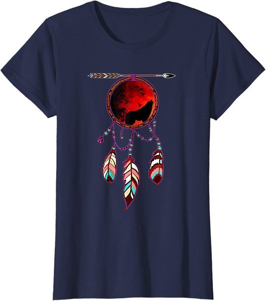 Native American Timber Wolf Dream Catcher Indian Tribal Gift T-Shirt