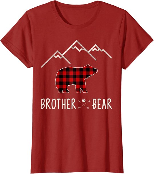 Mama Bear Gift - Buffalo Plaid Brother Bear T-Shirt