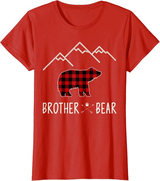 Mama Bear Gift - Buffalo Plaid Brother Bear T-Shirt