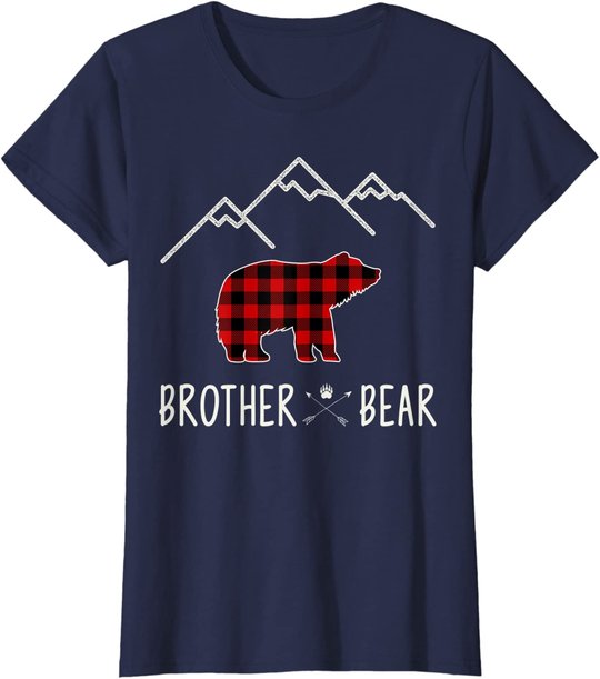 Mama Bear Gift - Buffalo Plaid Brother Bear T-Shirt