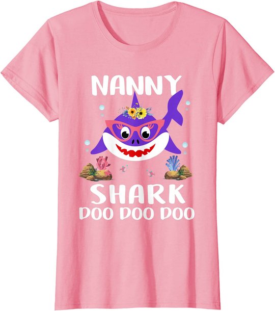 Nanny Shark Shirt Mothers Day Gift Idea For Mother Wife T-Shirt