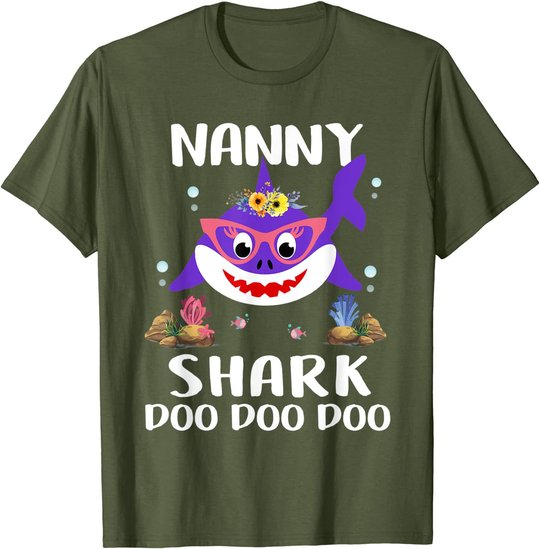 Nanny Shark Shirt Mothers Day Gift Idea For Mother Wife T-Shirt