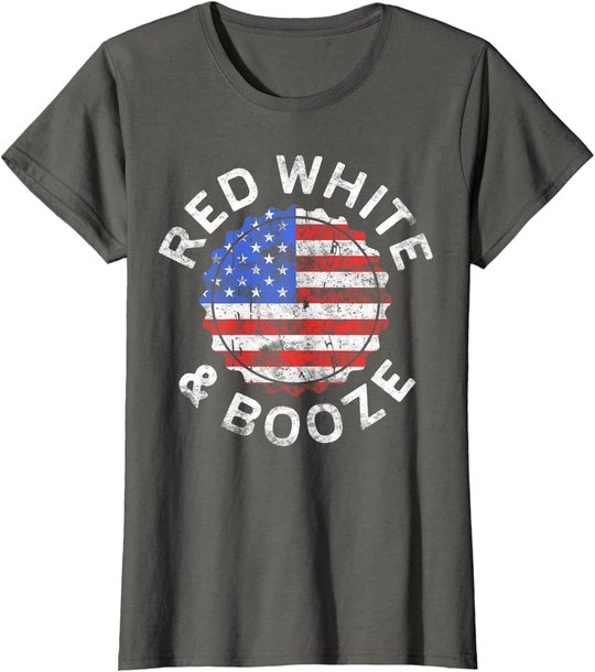 Red White And Booze T-Shirt Drinking 4th of July Shirt T-Shirt