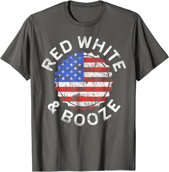 Red White And Booze T-Shirt Drinking 4th of July Shirt T-Shirt
