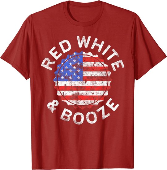 Red White And Booze T-Shirt Drinking 4th of July Shirt T-Shirt