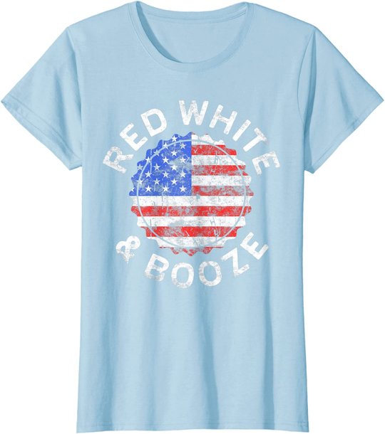 Red White And Booze T-Shirt Drinking 4th of July Shirt T-Shirt