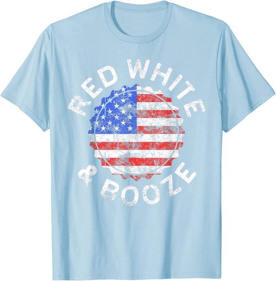 Red White And Booze T-Shirt Drinking 4th of July Shirt T-Shirt
