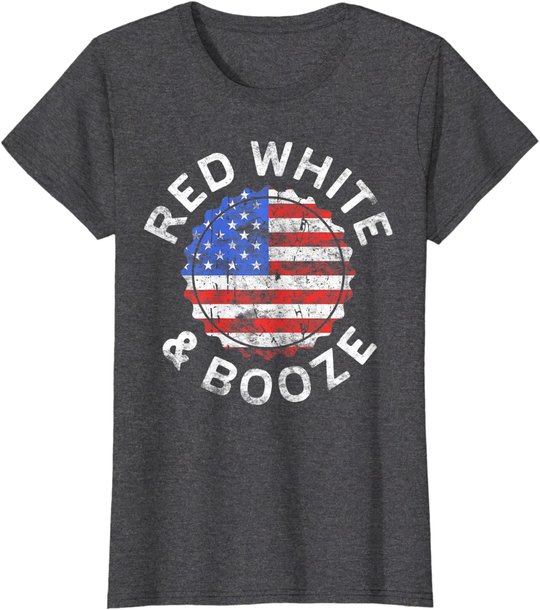 Red White And Booze T-Shirt Drinking 4th of July Shirt T-Shirt