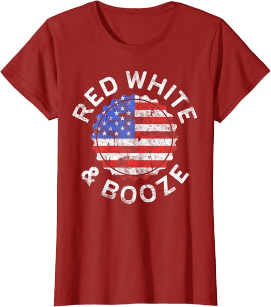 Red White And Booze T-Shirt Drinking 4th of July Shirt T-Shirt