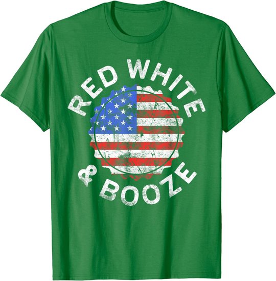 Red White And Booze T-Shirt Drinking 4th of July Shirt T-Shirt