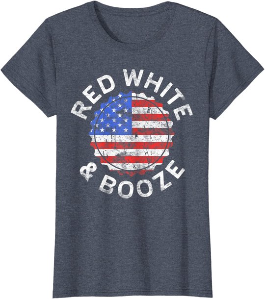 Red White And Booze T-Shirt Drinking 4th of July Shirt T-Shirt