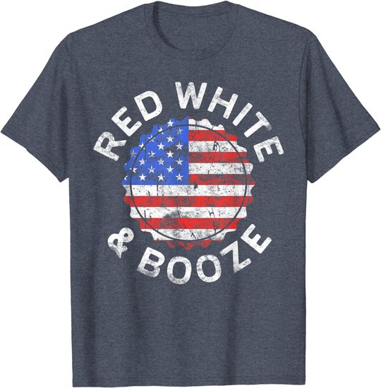 Red White And Booze T-Shirt Drinking 4th of July Shirt T-Shirt