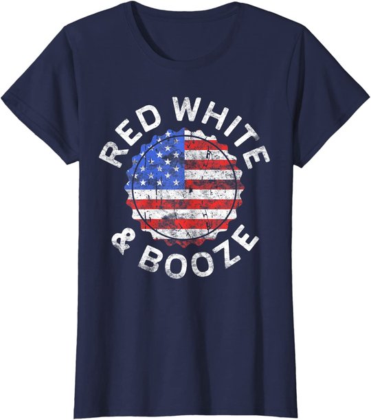 Red White And Booze T-Shirt Drinking 4th of July Shirt T-Shirt