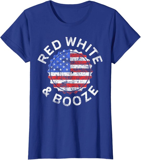 Red White And Booze T-Shirt Drinking 4th of July Shirt T-Shirt