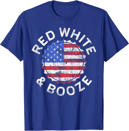 Red White And Booze T-Shirt Drinking 4th of July Shirt T-Shirt
