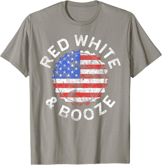 Red White And Booze T-Shirt Drinking 4th of July Shirt T-Shirt