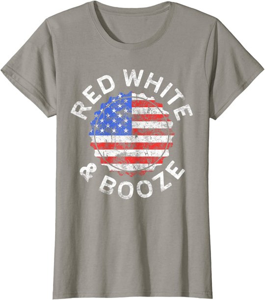 Red White And Booze T-Shirt Drinking 4th of July Shirt T-Shirt
