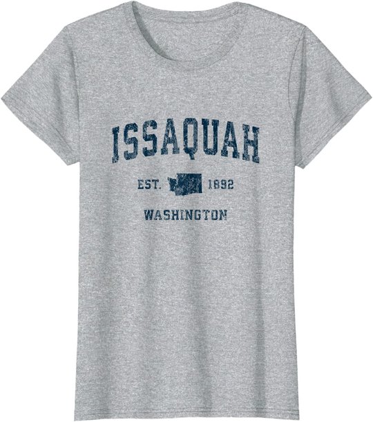 Issaquah Washington WA Vintage Sports Design Navy Print T-Shirt