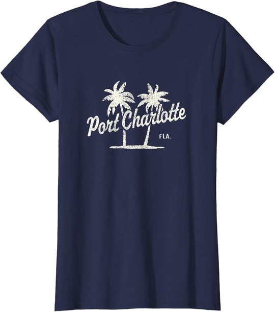 Port Charlotte Florida Vintage 70s Palm Trees Graphic T-Shirt