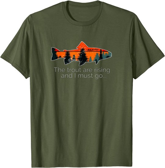 Fly Fishing Apparel & Decor Rising Trout Flies by Black Fly T-Shirt