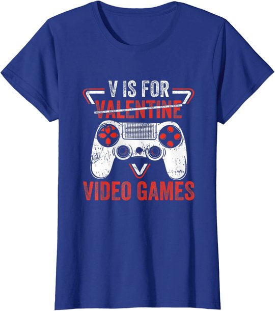 V is for Video Games - Matching Family Valentines Day Gamer T-Shirt