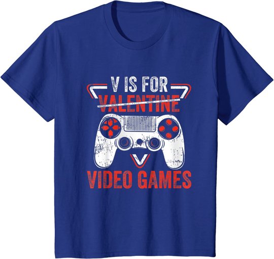 V is for Video Games - Matching Family Valentines Day Gamer T-Shirt