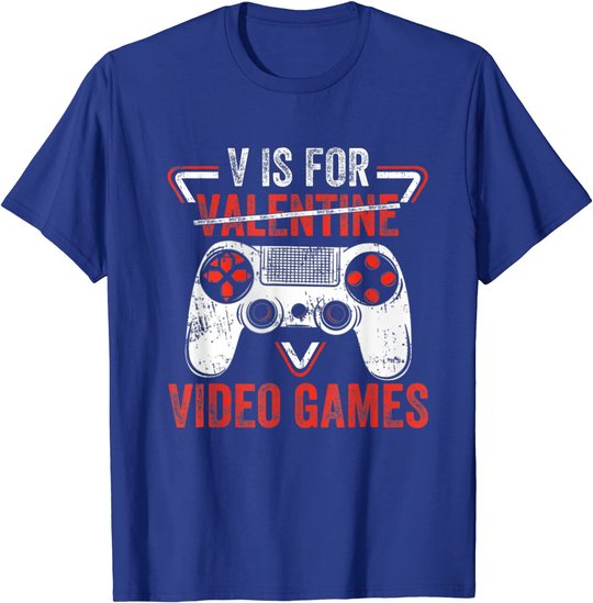V is for Video Games - Matching Family Valentines Day Gamer T-Shirt