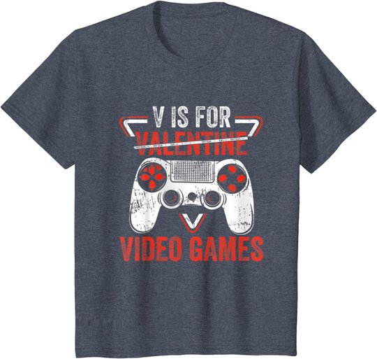 V is for Video Games - Matching Family Valentines Day Gamer T-Shirt