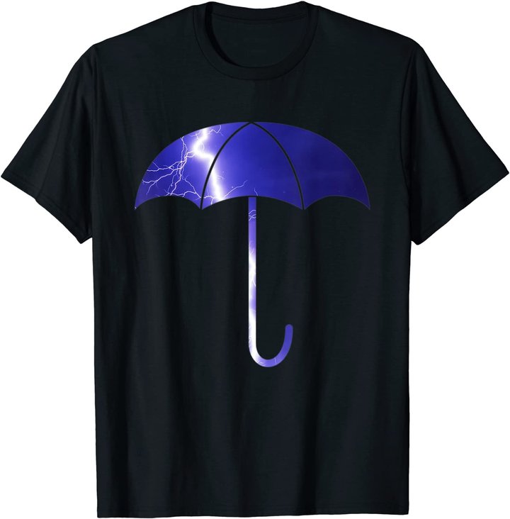 Elegant blue umbrella weather summer lightning bolt T-Shirt