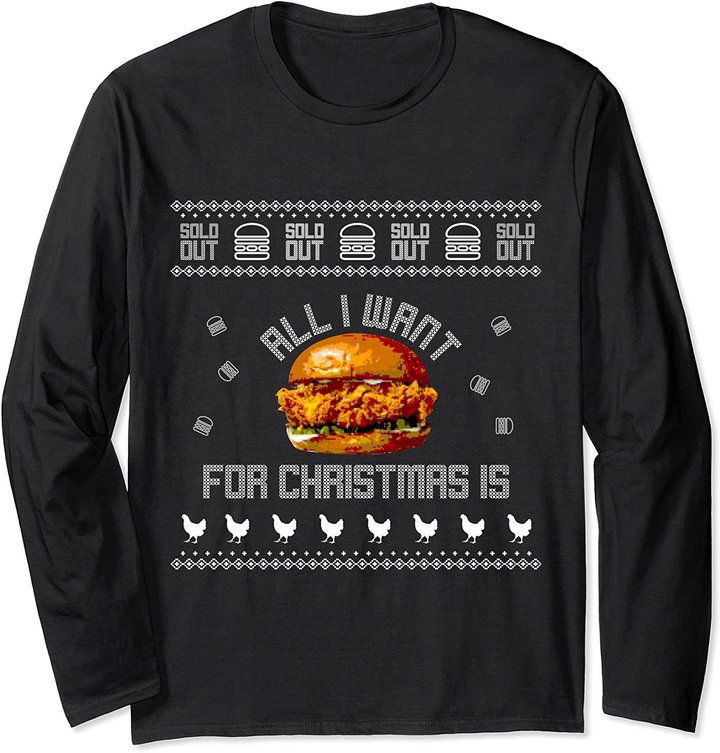 Popeyes Chicken Sandwich Funny Ugly Christmas Sweaters Long Sleeve T-Shirt