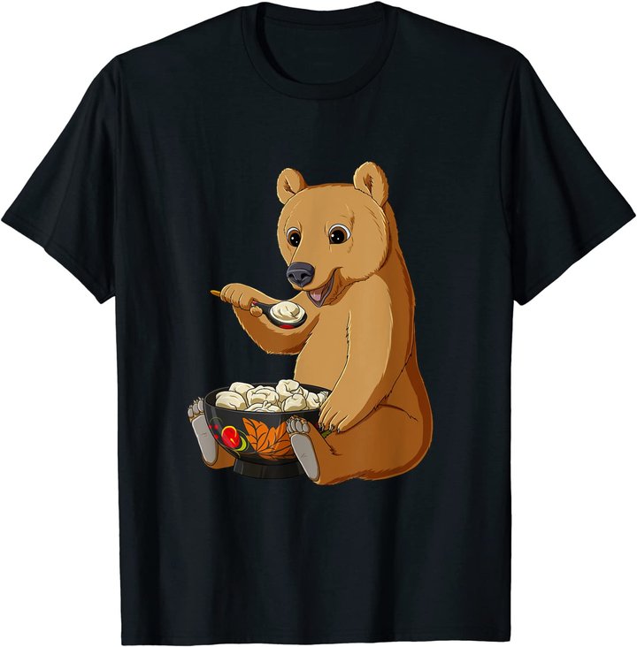 Russian Bear eats Traditional Russian Food Pelmeni T-Shirt