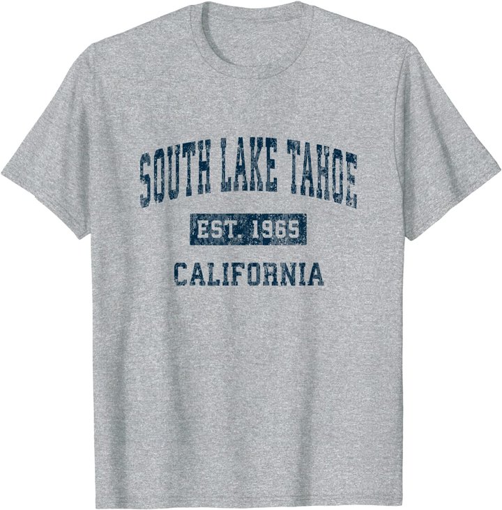 South Lake Tahoe California CA Vintage Sports Design Navy T-Shirt