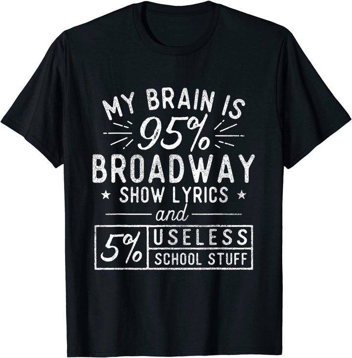 My Brain Is 95% Broadway Lyrics - Actor Theatre Musical T-Shirt