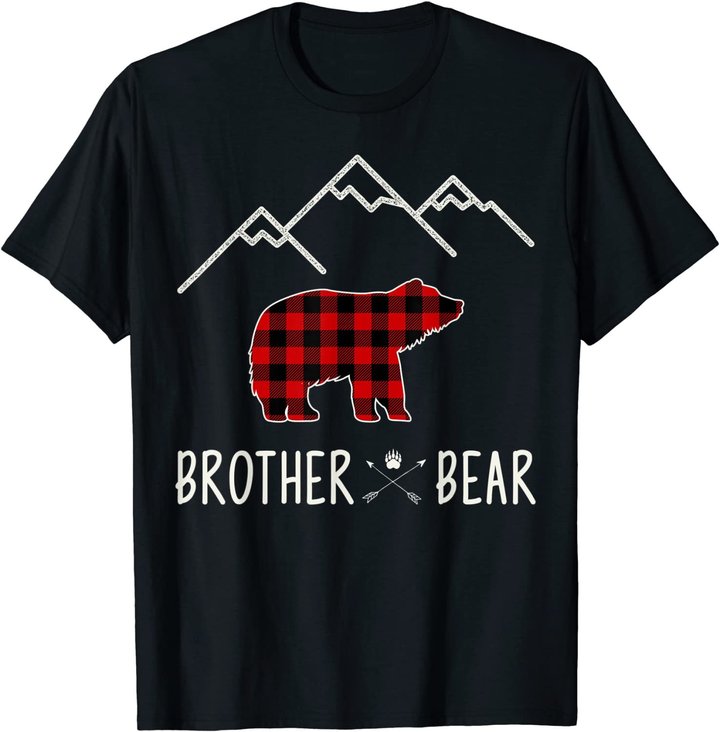 Mama Bear Gift - Buffalo Plaid Brother Bear T-Shirt