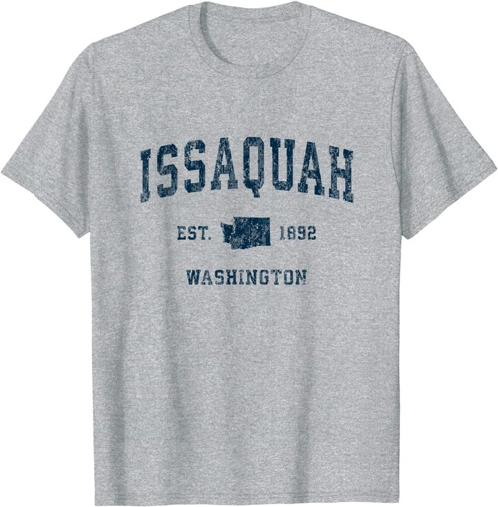 Issaquah Washington WA Vintage Sports Design Navy Print T-Shirt