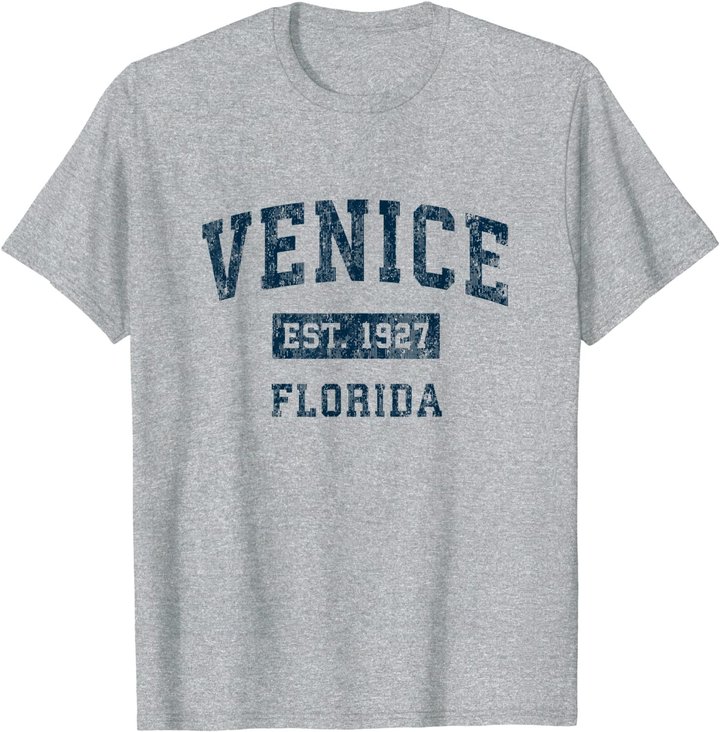 Venice Florida FL Vintage Sports Design Navy Print T-Shirt