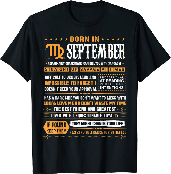 September Birthday Gifts - Born In September Virgo T-Shirt
