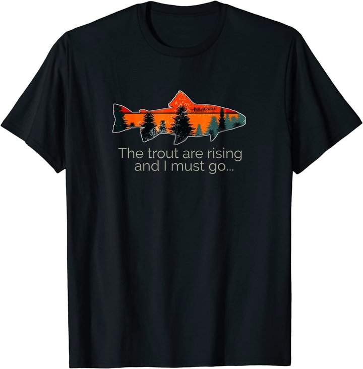 Fly Fishing Apparel & Decor Rising Trout Flies by Black Fly T-Shirt
