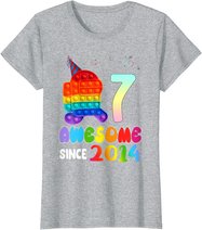 Awesome Since 2014 Among Pop it With Us 7th Birthday Kids T-Shirt