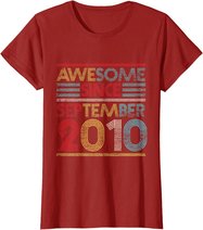 Awesome Since September 2010 Bday Gifts 11th Birthday T-Shirt