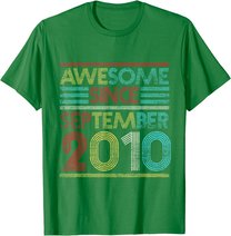Awesome Since September 2010 Bday Gifts 11th Birthday T-Shirt