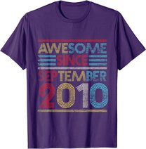 Awesome Since September 2010 Bday Gifts 11th Birthday T-Shirt
