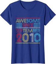Awesome Since September 2010 Bday Gifts 11th Birthday T-Shirt