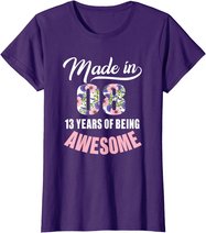 13th Birthday Gift Girl Born in 2008 13 Years Old Tshirt T-Shirt