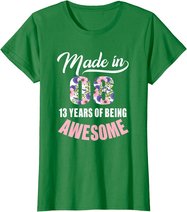 13th Birthday Gift Girl Born in 2008 13 Years Old Tshirt T-Shirt