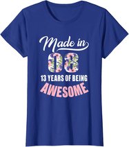13th Birthday Gift Girl Born in 2008 13 Years Old Tshirt T-Shirt