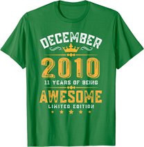 11th Birthday Gift 11 Year Old Awesome Since December 2010 T-Shirt