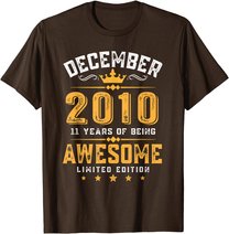 11th Birthday Gift 11 Year Old Awesome Since December 2010 T-Shirt