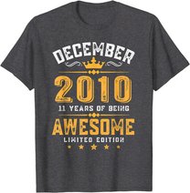 11th Birthday Gift 11 Year Old Awesome Since December 2010 T-Shirt